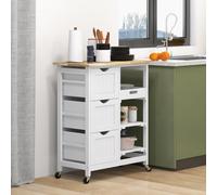 DecHome Carrello Cucina Isola Mobile in Legno Dimensioni 67x37x85.5 cm Bianco