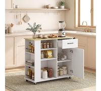 DecHome Carrello Cucina Isola Mobile in Legno Dimensioni 96.5x38x87 cm Bianco