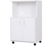 DecHome Carrello Cucina Mobile 2 Ante Vano Porta Microonde 60.4x40.3x97cm Bianco