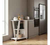DecHome Carrello Cucina Mobile 2 Ripiani 2 Vani in Legno 60x38x77 cm Bianco