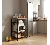 DecHome Carrello Cucina Mobile 3 Ripiani e Ganci Acciaio 60x40x84 cm Teak/Nero
