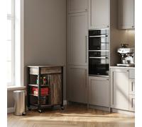 DecHome Carrello Cucina Mobile in Legno e Metallo 60x50x84,5 cm Quercia/Nero