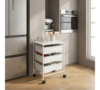 DecHome Carrello Cucina Multiuso in Acciaio e Plastica 40,8x33,5x60,5 cm Bianco