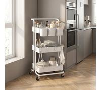 DecHome Carrello Cucina Multiuso in Acciaio e Plastica 42x38x86,5 cm Bianco