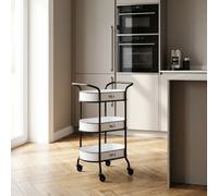 DecHome Carrello Cucina Multiuso in Ferro e Legno 52x44x82 cm Bianco/Nero