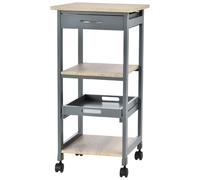 DecHome Carrello Cucina Multiuso in Legno 37x37x76cm Grigio/Legno