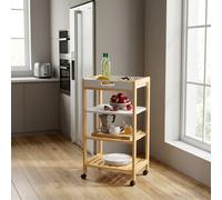 DecHome Carrello Cucina Multiuso in Legno Dimensioni 40x30x76 cm colore Bianco/Marrone