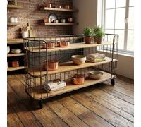 DecHome Carrello Cucina Multiuso in Metallo e Legno 170x44x85 cm Nero/Marrone