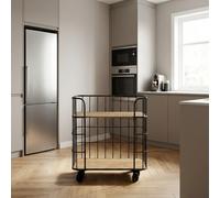 Carrello Cucina Multiuso in Metallo e Legno 72x38,5x86,5 cm Nero/Marrone DecHome