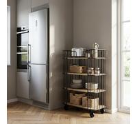 DecHome Carrello Cucina Multiuso in Metallo e Legno 77x39,5x168 cm Nero/Marrone