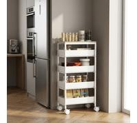 DecHome Carrello Cucina Multiuso in Metallo e Plastica 39,5x24x82 Bianco/Rovere