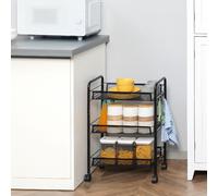 DecHome Carrello Cucina Portafrutta in Acciaio e Plastica 45x26,5x63 cm Nero