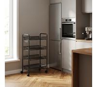 DecHome Carrello Cucina Portafrutta Multiuso Acciaio e Plastica 45x26,5x84 Nero