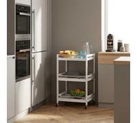 DecHome Carrello Cucina Portafrutta Multiuso Legno Bambù Acciaio 45x38x78 Bianco
