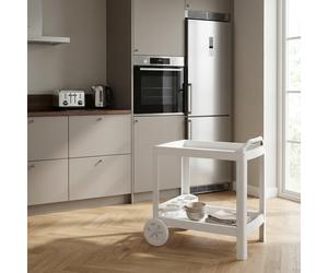 DecHome Carrello Cucina Portavivande con Portabottiglie in Plastica Dimensioni 53x74x73 cm colore Bianco