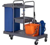 DecHome Carrello Pulizie a 3 Ripiani con Sacco per Immondizia e Strizzatore 111x63.3x103 cm colore Grigio/Blu/Arancione - GYA500F