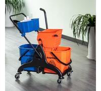 DecHome Carrello Pulizie Professionale con 2 Secchi Lavapavimenti Arancio e Blu