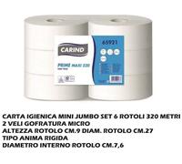 DecHome Carta Igienica Maxi Jumbo Set 6 pezzi 320 mt CAR65921