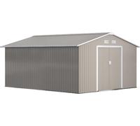 DecHome Casetta da Giardino in Acciaio e PP con 2 Porte Scorrevoli e 4 Prese d'Aria Impermeabile 340x386x200 cm colore Grigio Chiaro - 359-960LG