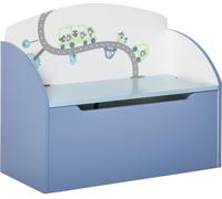 DecHome Cassapanca Baule Portagiochi Panca Legno Blu Bambini 3-8 Anni