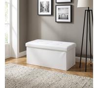 DecHome Cassapanca in Ecopelle Panca contenitore 76x38x38 cm Bianco