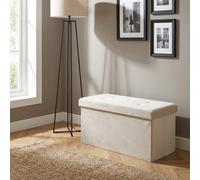 DecHome Cassapanca in Velluto Panca contenitore 76x38x38 cm Beige