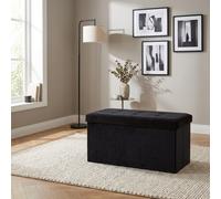 DecHome Cassapanca in Velluto Panca contenitore 76x38x38 cm Nero