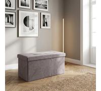 DecHome Cassapanca in Velluto Panca contenitore 76x38x38 cm Tortora
