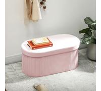 DecHome Cassapanca in Velluto Panca Contenitore Pieghevole 76x38x35 cm Rosa