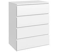 DecHome - Cassettiera 4 Cassetti in Truciolato con Guide in Metallo e Maniglie Scanalate 60x40x80 cm, Bianco
