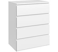 DecHome Cassettiera 4 Cassetti in Truciolato con Guide in Metallo e Maniglie Scanalate 60x40x80 cm Bianco