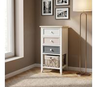 DecHome Cassettiera 4 Cassetti Legno 35x28x73 Marrone Chiaro/Grigio Chiaro