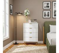 DecHome Cassettiera 4 Cassetti Moderna con Maniglie 60x40x96 cm Bianco