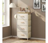 DecHome Cassettiera 4 Cassetti Pieghevoli in Legno,Acciaio e Tessuto 45x30x94 cm