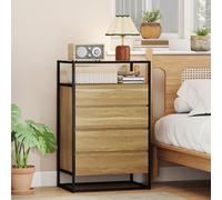 DecHome Cassettiera Camera da Letto 4 Cassetti in Acciaio 60x40x94.5cm Nero/Teak