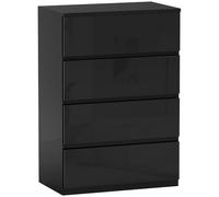 DecHome Cassettiera Camera da Letto 4 Cassetti in Legno 55x33x80 cm Nero
