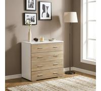 DecHome Cassettiera Camera da Letto 4 Cassetti in Legno Dimensioni 76x35x72 colore Bianco