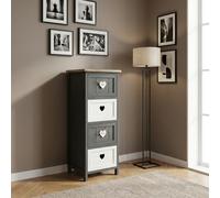 DecHome Cassettiera Camera da Letto 4 Cassetti Legno 30x27,5x81 Bianco/Grigio