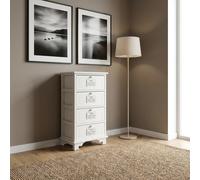 DecHome Cassettiera Camera da Letto 4 Cassetti Legno 37x28x73 Bianco