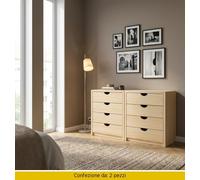 DecHome Cassettiera Camera da Letto 4 Cassetti Legno 40x20x18,5 Legno Naturale