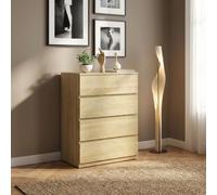DecHome Cassettiera Camera da Letto 4 Cassetti Legno 60x40x80 Faggio