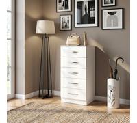 DecHome Cassettiera Camera da Letto 5 Cassetti 40x35x85 Bianco