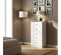 DecHome Cassettiera Camera da Letto 5 Cassetti 47x29x95 Bianco