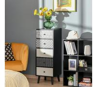 DecHome Cassettiera Camera da Letto 5 Cassetti Dimensioni 39,5x39,5x110 colore Nero/Grigio