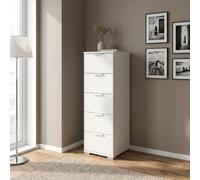 DecHome Cassettiera Camera da Letto 5 Cassetti Legno 27x38x103 Bianco