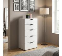 DecHome Cassettiera Camera da Letto 5 Cassetti Legno 45x40x95 Bianco Fortaleza