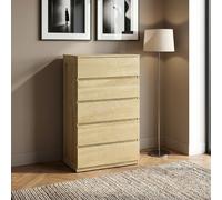 Cassettiera Camera da Letto 5 Cassetti Legno 60x39x100 Faggio DecHome