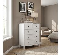 DecHome Cassettiera Camera da Letto 5 Cassetti Legno 74x40x91 Bianco
