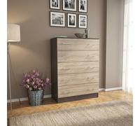 DecHome Cassettiera Camera da Letto 5 Cassetti Legno 80x45x111 Olmo