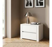 DecHome - Cassettiera Camera da Letto con 2 Cassetti in Legno Dimensioni 45x44.5x43 Bianco